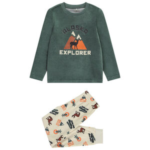 Conjunto de pijama de 2 piezas de terciopelo con estampado para niño 