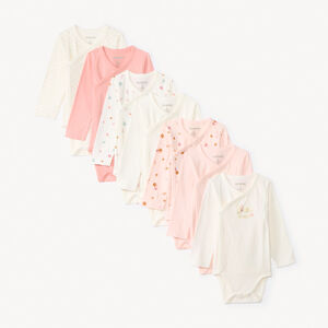 Pack de 7 bodies de manga larga para bebé niña con diferentes aperturas según la edad 