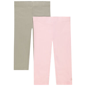 Pack de 2 leggings cortos unis con logo estampado para niña  Main Pack de 2 leggings cortos unis con logo estampado para niña