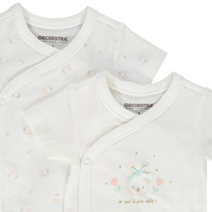 Pack de 2 bodies de manga corta con estampado de conejitos para bebé niña 