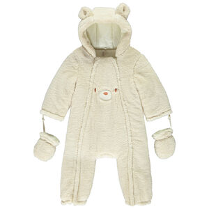 Pelele piloto de oso en sherpa para bebé con acabados según la edad 