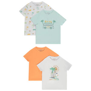 Pack de 4 camisetas de manga corta con motivos fantasía para niño 