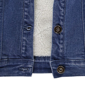 Chaqueta vaquera con cuello en sherpa y flores bordadas para niña 