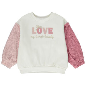 Sudadera oversize de felpa con mangas bouclettes para bebé niña 