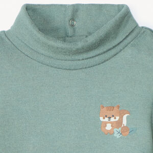 Camiseta interior de cuello alto con estampado puff de ardilla para bebé niño 