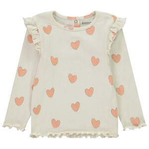 Camiseta de manga larga con volantes en punto acanalado para bebé niña 