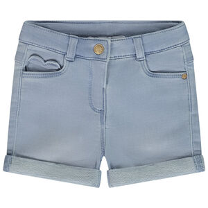 Short efecto vaquero con bolsillo corazón para bebé niña 