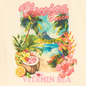 Camiseta de hombros descubiertos con estampado de Venice Beach niña 