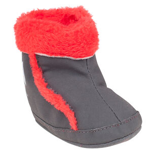 Botines de piel serraje y de pelo sintético con estampado 