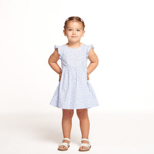 Vestido con estampado floral y espalda pronunciada para niña. 