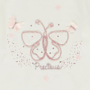 Camiseta de manga larga con mariposa de cording para niña 