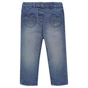 Jeans con cintura elástica y bolsillos 