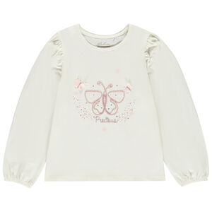 Camiseta de manga larga con mariposa de cording para niña 