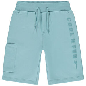 Bermuda de felpa lisa con estampado puff print para niño 