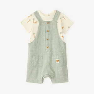 Conjunto corto de 2 piezas camiseta + peto para bebé niño 