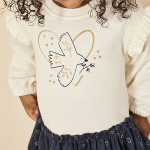 Vestido bicolor efecto 2 en 1 con estampado de pájaros para bebé niña 