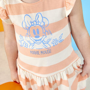Vestido de manga corta a rayas con estampado de Minnie Disney para bebé niña 