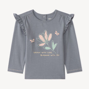 Camiseta de bebé de manga larga con volantes y estampado floral 