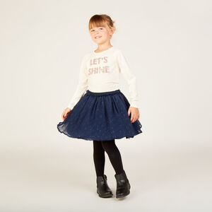 Camiseta de manga larga con estampado brillante y strass para niña  Main Camiseta de manga larga con estampado brillante y strass para niña