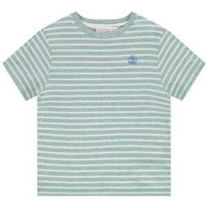 Camiseta manga corta rayada con estampado de palmeras para niño 