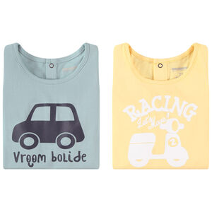 Lote de 2 pijamas de 2 piezas en jersey estampado de vehículos para bebé niño 