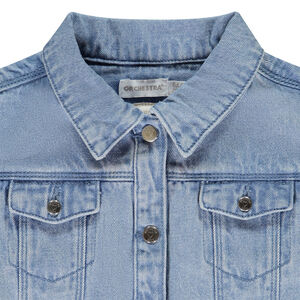 Chaqueta de mezclilla sin mangas con cuello camisero para niña  Main Chaqueta de mezclilla sin mangas con cuello camisero para niña