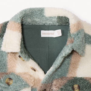 Chaqueta de manga larga en felpa con estampado de cuadros para niño 