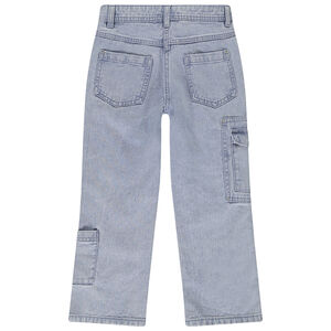 Pantalón recto en denim estilo cargo con bolsillos niña 
