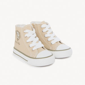 Zapatillas altas con cremallera de lona con estampado heráldico para bebé niño. 