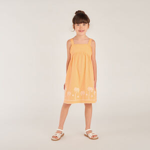 Ropa sin mangas lisa con bordado de palmeras para niña 