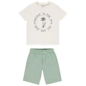 Ensemble t-shirt manches courtes printé + bermuda uni pour garçon  