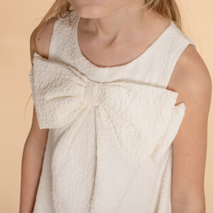 Vestido sin mangas en jacquard con gran lazo para niña  Main Vestido sin mangas en jacquard con gran lazo para niña