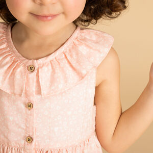 Vestido con cuello volante y estampado de corazones para bebé niña 