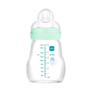 Biberón de cristal Feel good 170ml (diseño aleatorio) - Azul 