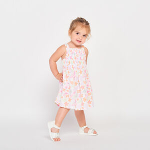 Vestido con smocks y estampado fantasía para bebé niña 