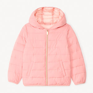 Chaqueta acolchada fina con capucha unicolor para niña 