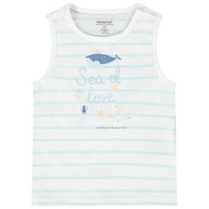 Camiseta sin mangas de jersey a rayas y estampado para bebé niño 