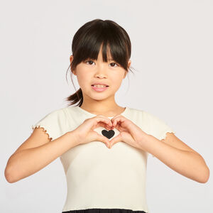 Robe manches courtes bi-matière effet boule pour fille 