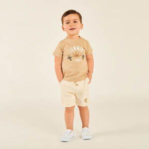 Conjunto de 2 piezas: camiseta + bermudas con motivos de sol y palmera para bebé niño. 