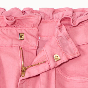 Pantalón paperbag liso con cinturón para niña 