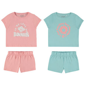 Lote de 2 pijamas cortos de 2 piezas en jersey para niña 