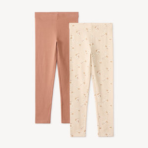 Lote de 2 leggings lisos y estampados para niña 