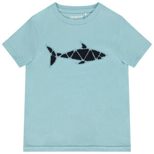 Camiseta manga corta con bordado efecto rizado fantasía niño 
