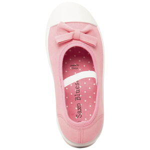 Babies rosas de lona con lazo y tirante elástico para niña 