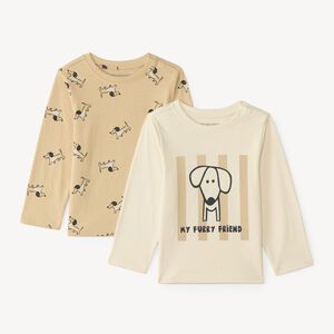 Lote de 2 camisetas de manga larga para bebé niño con estampado divertido 