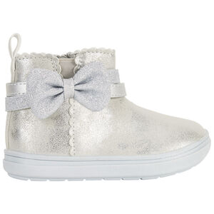 Botines plateados con lazo de fantasía para bebé niña  Main Botines plateados con lazo de fantasía para bebé niña