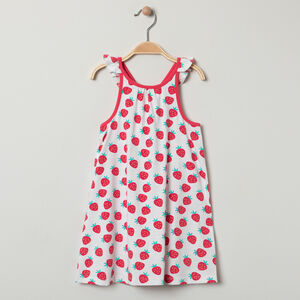 Vestido impreso con tirantes con volante para bebé niña 