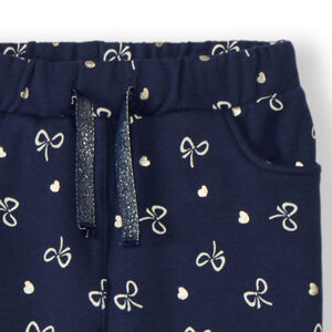 Pantalón jogging de felpa estampado lazos y corazones para bebé niña 
