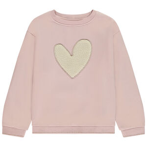 Sudadera de sherpa con parche de corazón para niña 