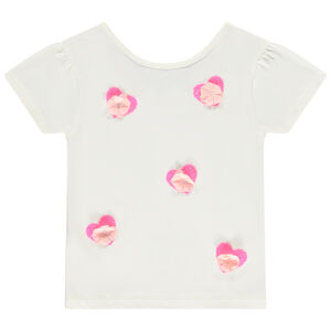 Camiseta de manga corta con lentejuelas y pétalos en relieve para niña  Main Camiseta de manga corta con lentejuelas y pétalos en relieve para niña